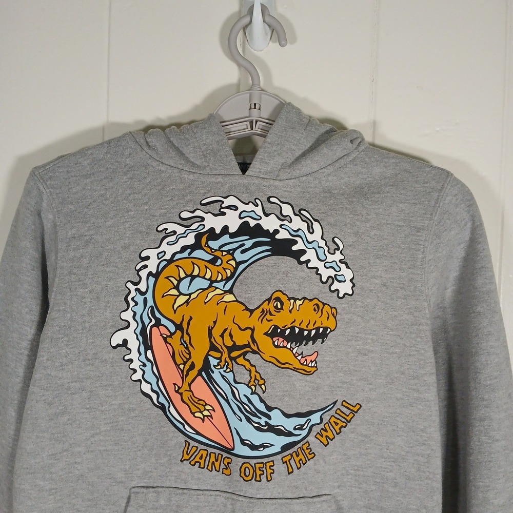 Vans Off The Wall Kids Surfing T-Rex Hoodie Gray VN0A7SGY02F‎ Size L